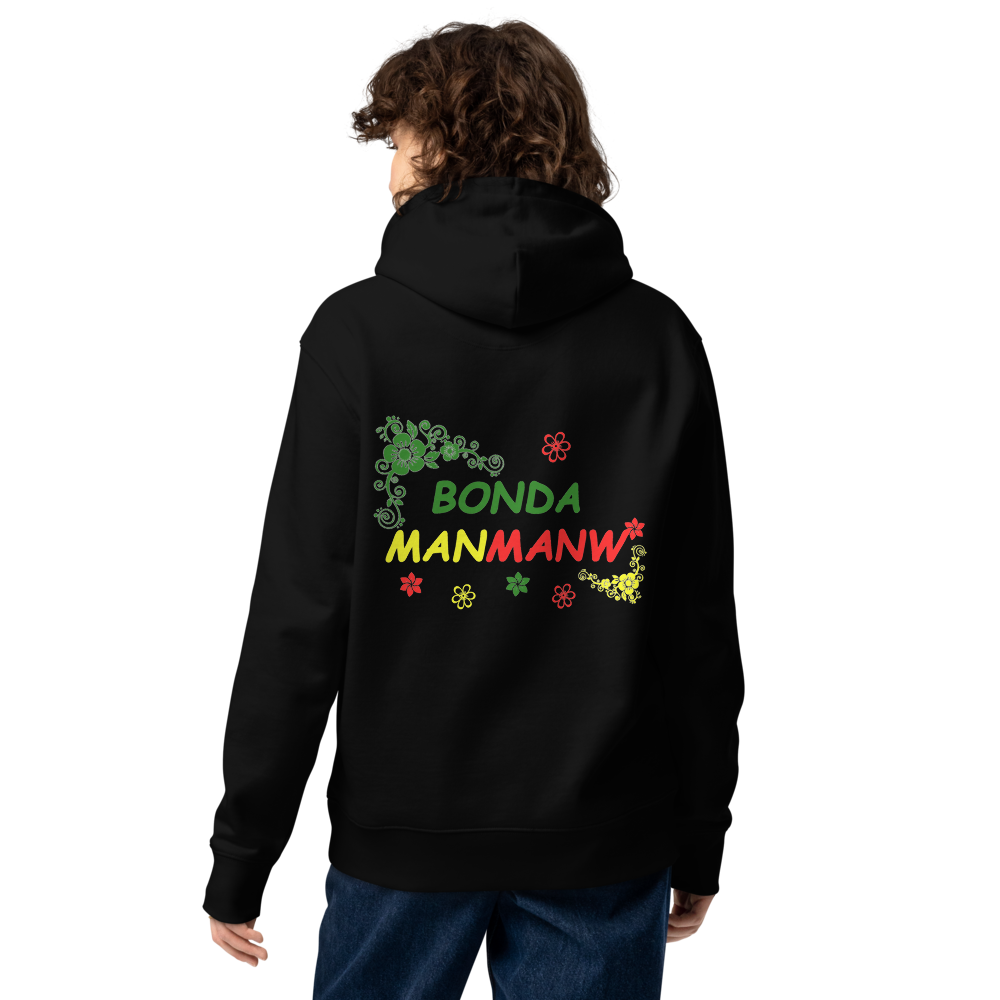 SWEAT A CAPUCHE UNISEXE ECOLOGIQUE HUMORISTIQUE NOIR *motif rasta *2 couleurs