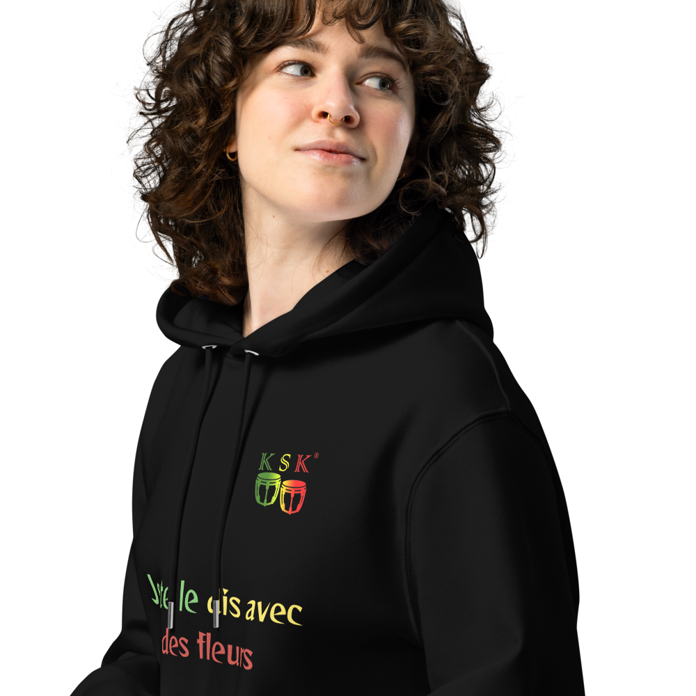 SWEAT A CAPUCHE UNISEXE ECOLOGIQUE HUMORISTIQUE NOIR *motif rasta *2 couleurs