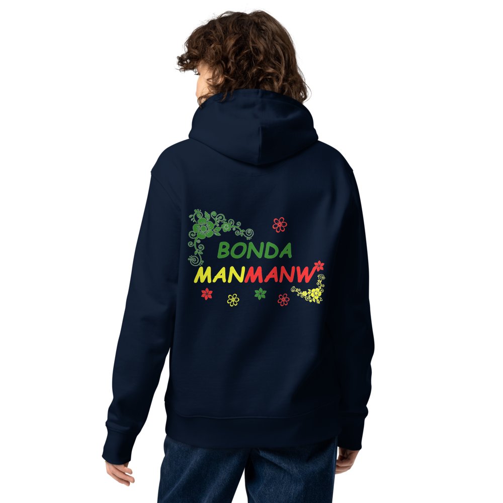 SWEAT A CAPUCHE UNISEXE ECOLOGIQUE HUMORISTIQUE NOIR *motif rasta *2 couleurs