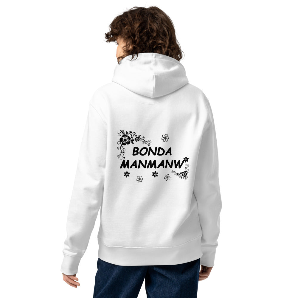 SWEAT A CAPUCHE UNISEXE ECOLOGIQUE HUMORISTIQUE BLANC