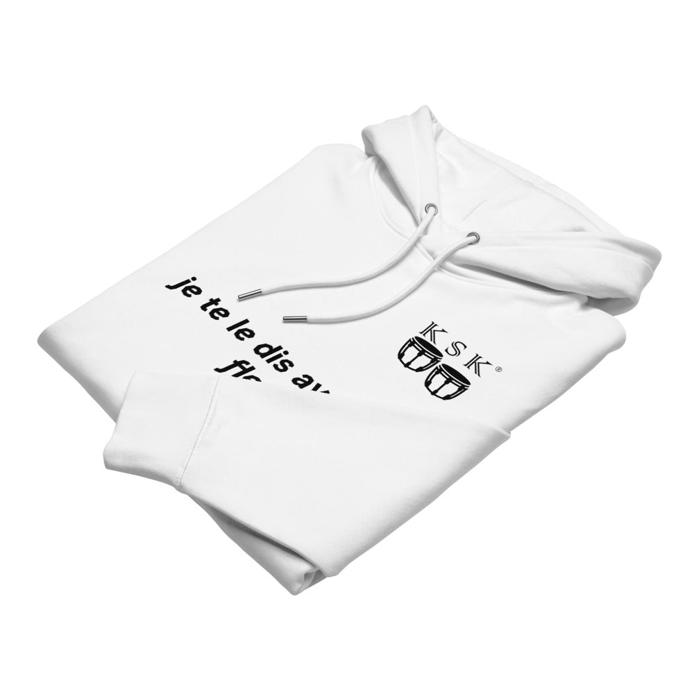 SWEAT A CAPUCHE UNISEXE ECOLOGIQUE HUMORISTIQUE BLANC
