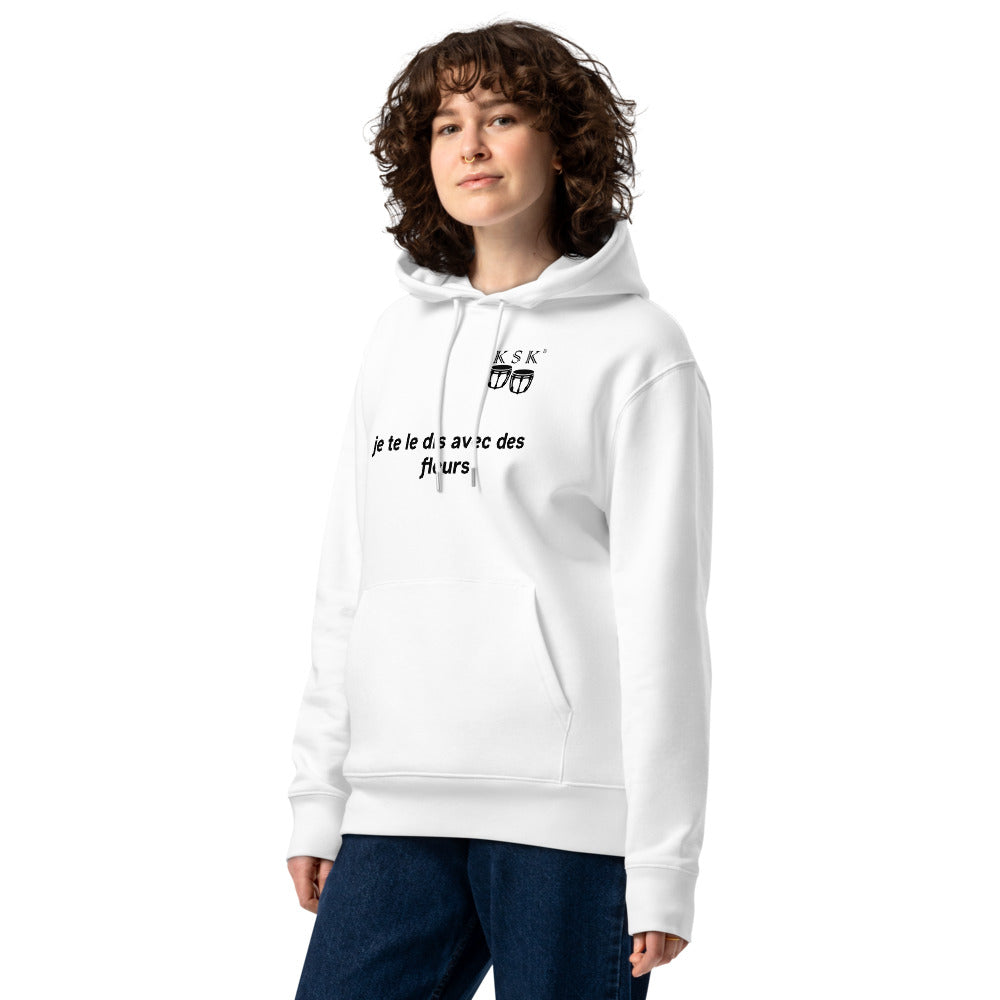 SWEAT A CAPUCHE UNISEXE ECOLOGIQUE HUMORISTIQUE BLANC