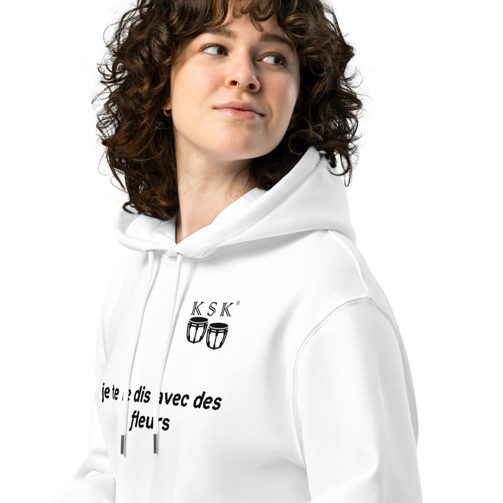 SWEAT A CAPUCHE UNISEXE ECOLOGIQUE HUMORISTIQUE BLANC